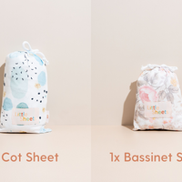 2 Pack - Cot Sheet & Bassinet Sheet Bundle