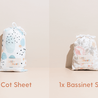 2 Pack - Cot Sheet & Bassinet Sheet Bundle