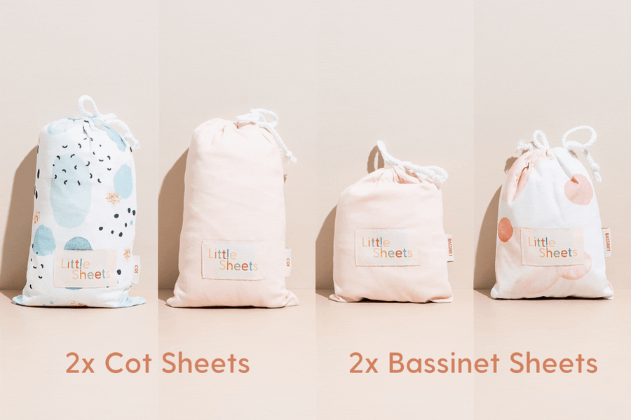 4 Pack - 2x Cot Sheets + 2x Bassinet Sheets Bundle